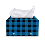 Blue And Black Buffalo Check Print Leather Tissue Box Cover