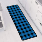 Blue And Black Buffalo Check Print Long Kitchen Mat