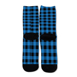 Blue And Black Buffalo Check Print Long Socks