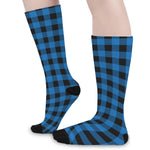 Blue And Black Buffalo Check Print Long Socks