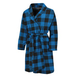 Blue And Black Buffalo Check Print Men's Bathrobe