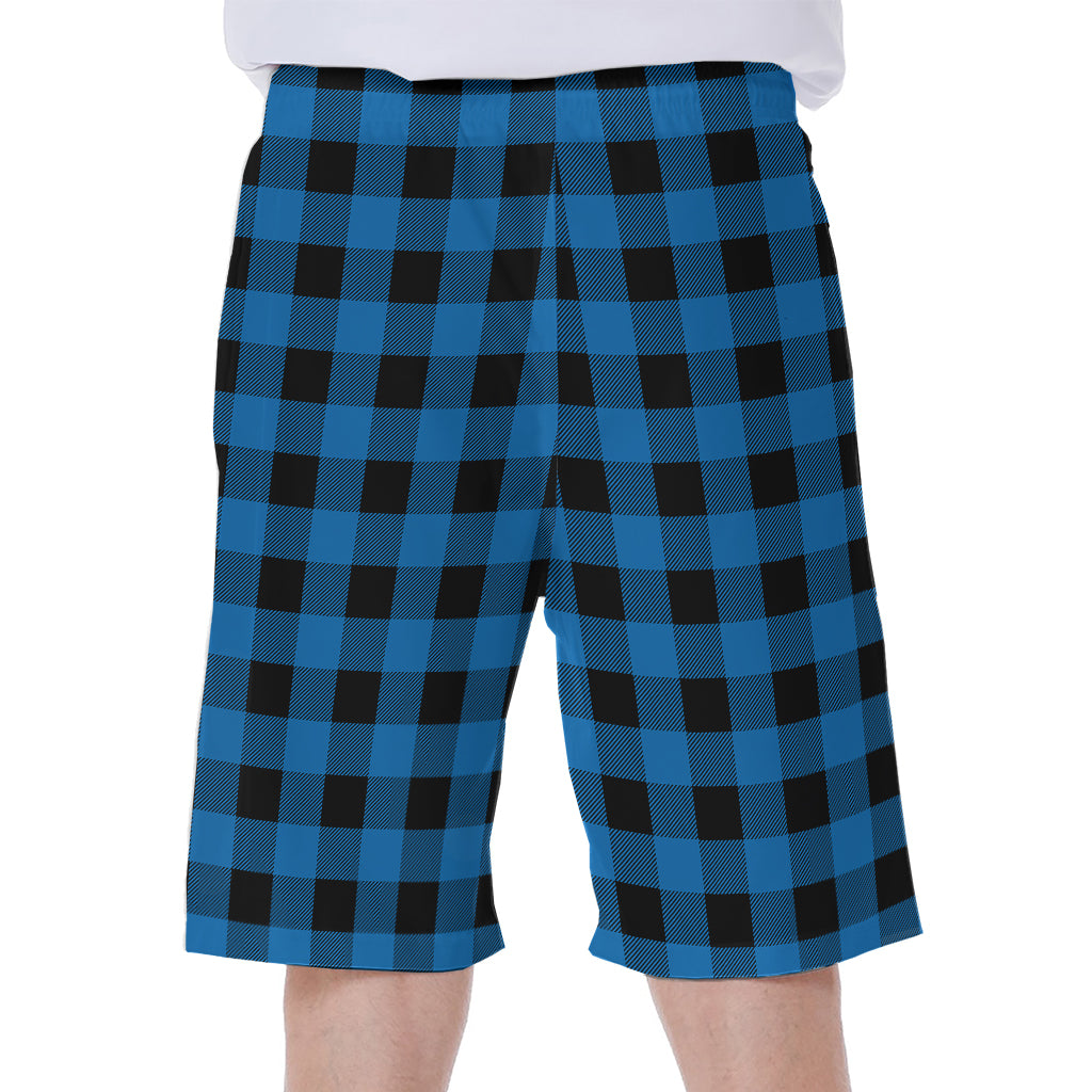 Blue And Black Buffalo Check Print Men's Beach Shorts
