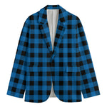 Blue And Black Buffalo Check Print Men's Blazer