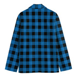 Blue And Black Buffalo Check Print Men's Blazer