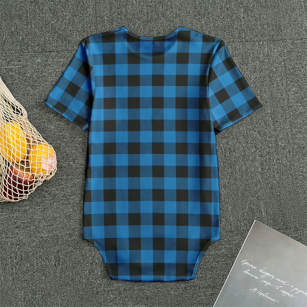 Blue And Black Buffalo Check Print Men's Bodysuit