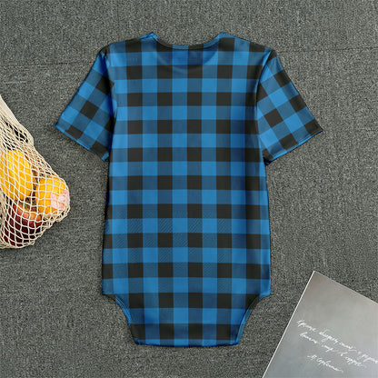 Blue And Black Buffalo Check Print Men's Bodysuit