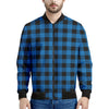 Blue And Black Buffalo Check Print Men's Bomber Jacket