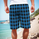 Blue And Black Buffalo Check Print Men's Cargo Shorts