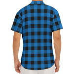 Blue And Black Buffalo Check Print Men's Deep V-Neck Shirt