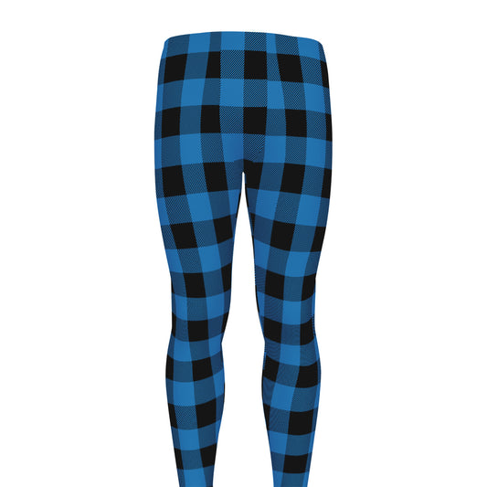 Blue And Black Buffalo Check Print Men's leggings