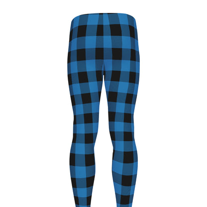 Blue And Black Buffalo Check Print Men's leggings