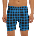 Blue And Black Buffalo Check Print Men's Long Boxer Briefs