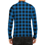 Blue And Black Buffalo Check Print Men's Long Sleeve Rash Guard