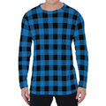 Blue And Black Buffalo Check Print Men's Long Sleeve T-Shirt