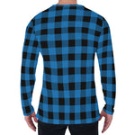 Blue And Black Buffalo Check Print Men's Long Sleeve T-Shirt