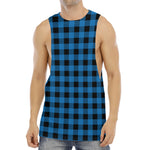 Blue And Black Buffalo Check Print Men's Muscle Tank Top