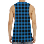 Blue And Black Buffalo Check Print Men's Muscle Tank Top