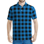 Blue And Black Buffalo Check Print Men's Polo Shirt