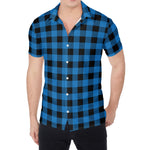 Blue And Black Buffalo Check Print Men's Shirt