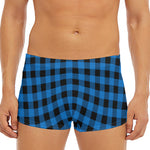Blue And Black Buffalo Check Print Men's Short Boxer Briefs