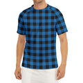 Blue And Black Buffalo Check Print Men's Short Sleeve Rash Guard