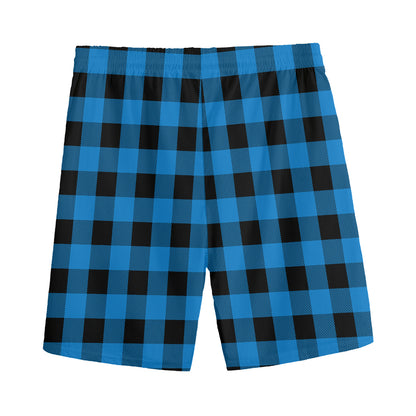 Blue And Black Buffalo Check Print Men's Sports Shorts