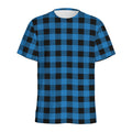 Blue And Black Buffalo Check Print Men's Athletic T-Shirt