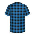 Blue And Black Buffalo Check Print Men's Sports T-Shirt