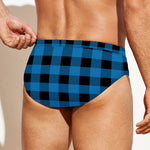 Blue And Black Buffalo Check Print Men's Swim Briefs