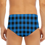 Blue And Black Buffalo Check Print Men's Triangle Swim Briefs