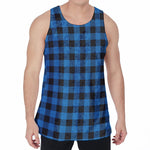 Blue And Black Buffalo Check Print Men's Velvet Tank Top