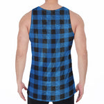 Blue And Black Buffalo Check Print Men's Velvet Tank Top