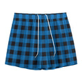 Blue And Black Buffalo Check Print Mesh Shorts