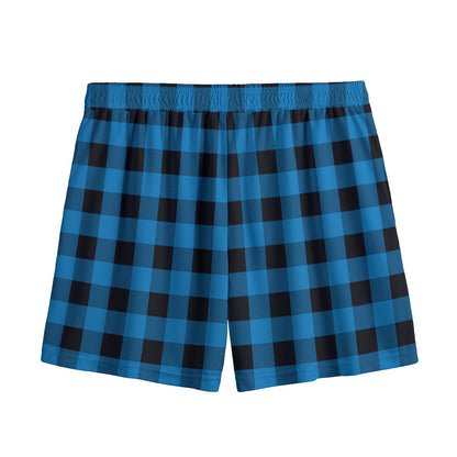 Blue And Black Buffalo Check Print Mesh Shorts