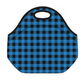 Blue And Black Buffalo Check Print Neoprene Lunch Bag