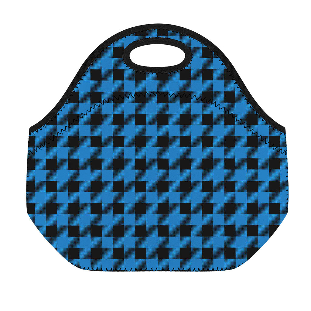 Blue And Black Buffalo Check Print Neoprene Lunch Bag