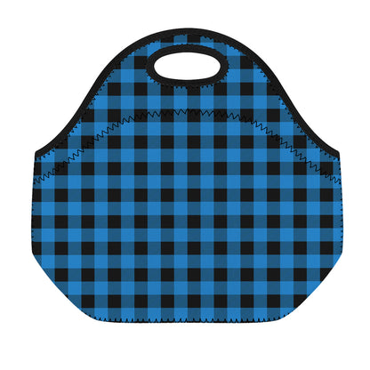 Blue And Black Buffalo Check Print Neoprene Lunch Bag