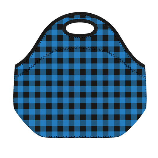 Blue And Black Buffalo Check Print Neoprene Lunch Bag