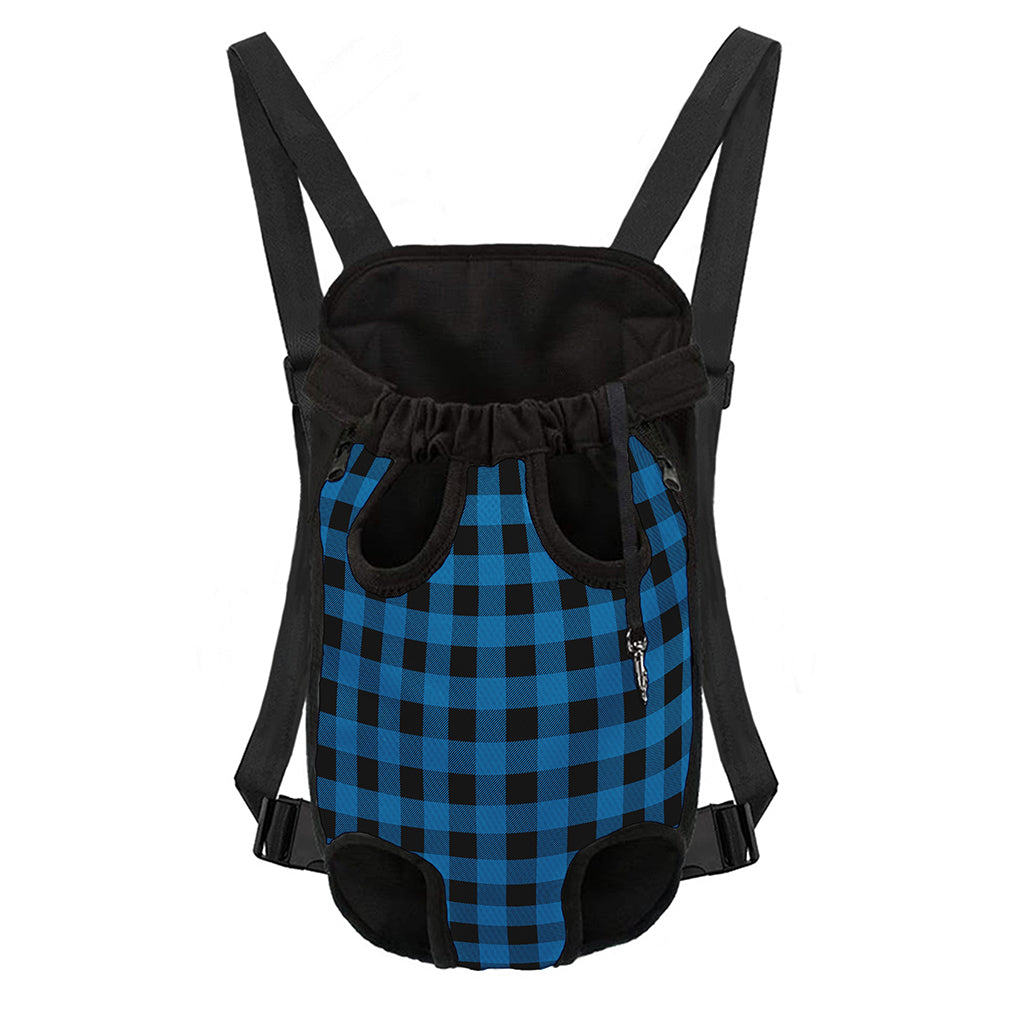 Blue And Black Buffalo Check Print Pet Carrier Backpack