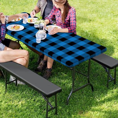 Blue And Black Buffalo Check Print Picnic Table Cover