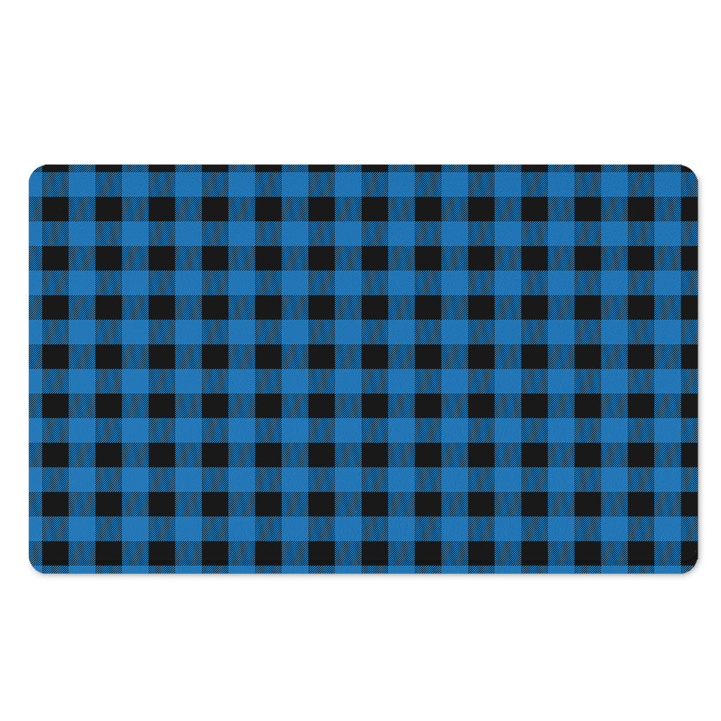 Blue And Black Buffalo Check Print Polyester Doormat