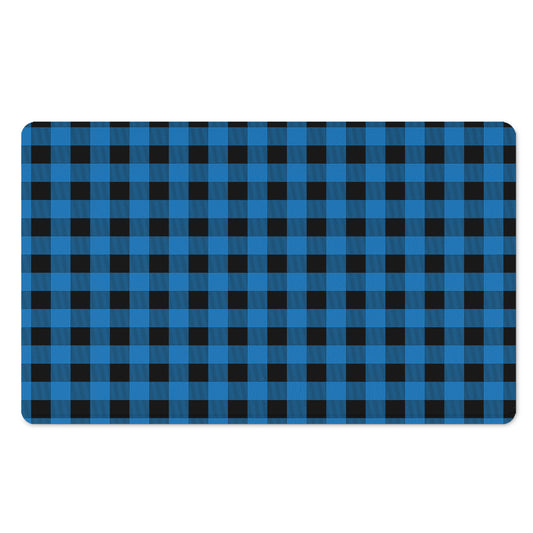 Blue And Black Buffalo Check Print Polyester Doormat