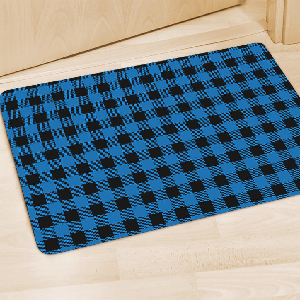 Blue And Black Buffalo Check Print Polyester Doormat