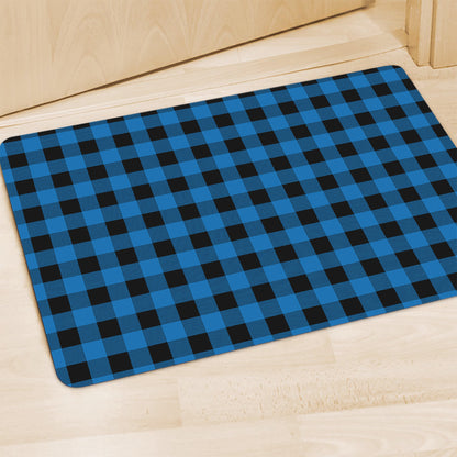 Blue And Black Buffalo Check Print Polyester Doormat