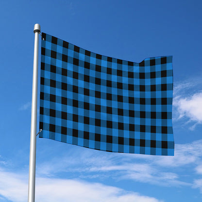 Blue And Black Buffalo Check Print Polyester Flag