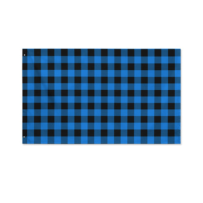 Blue And Black Buffalo Check Print Polyester Flag
