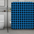 Blue And Black Buffalo Check Print Polyester Shower Curtain