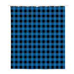 Blue And Black Buffalo Check Print Polyester Shower Curtain