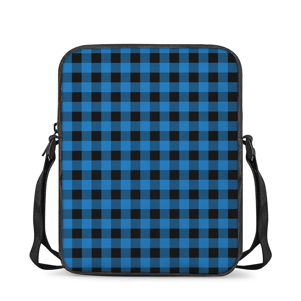 Blue And Black Buffalo Check Print Rectangular Crossbody Bag