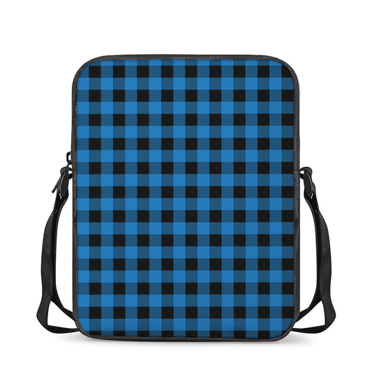 Blue And Black Buffalo Check Print Rectangular Crossbody Bag
